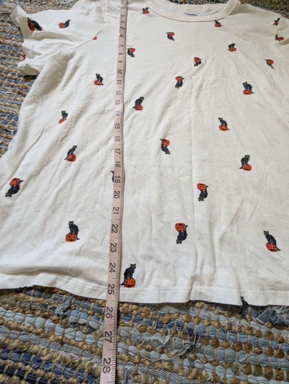 Old Navy White Black Cat Pumpkin Halloween Tee XXL Spooky Cute Casual Soft - Picture 3 of 7